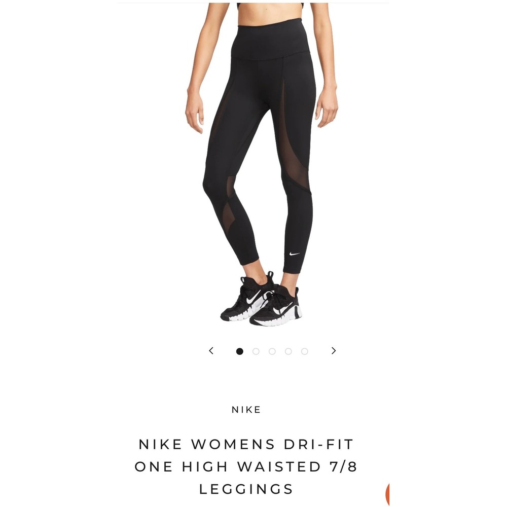 Nike Dri-FIT One Leggings Womens M Black NEW High Waisted 7/8 Mesh FB5471-010